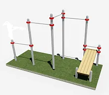 Уличная скамья для пресса  и 4 турник