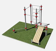 Скамья, шведская стенка, 4 турника